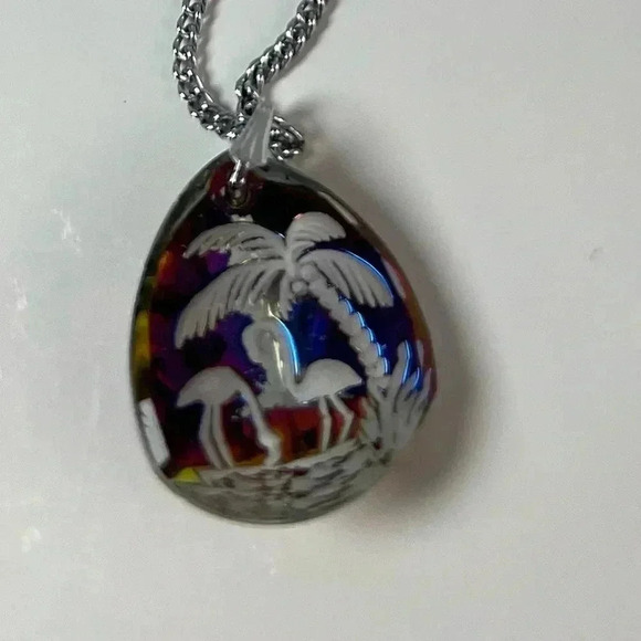 Vintage German Glass Intaglio Pendant Necklace - Picture 3 of 6